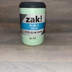 NEW! zak! 4-IN-1 COOLER-12.5oz Stainless Steel-Fits Slim/Regular Cans Mint Green